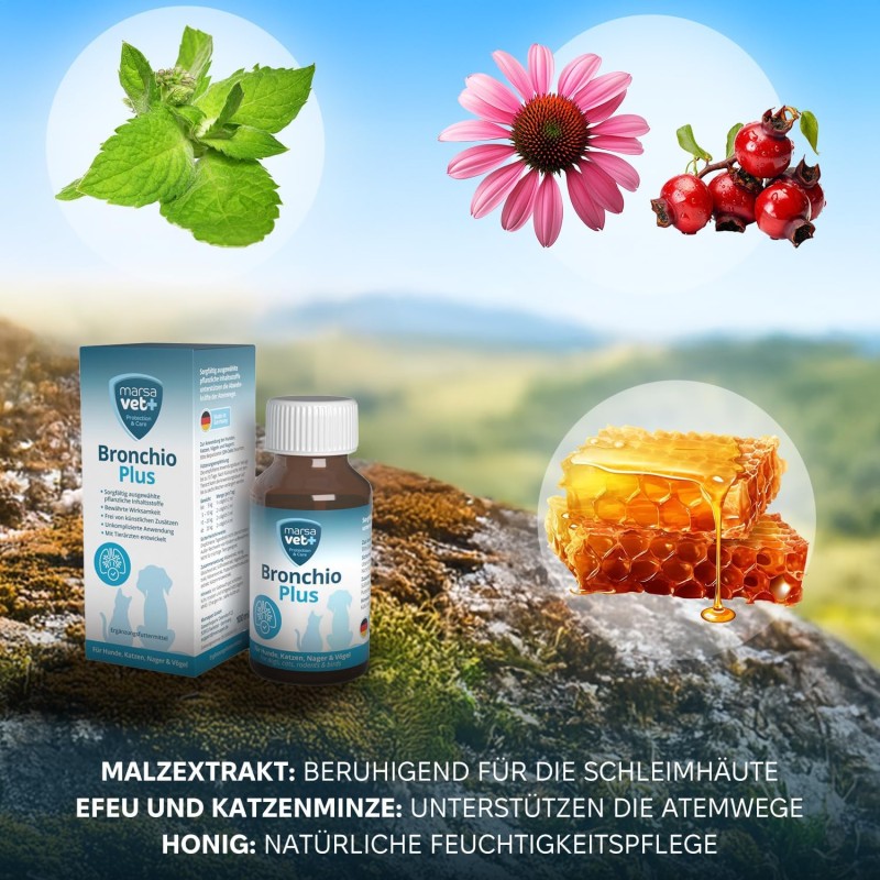Marsavet Bronchio Plus Tropfen – Atemweg Unterstützung – with cat