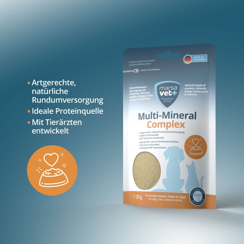 Marsavet Multi-Mineral Pulver – Hunde, Katzen 125 g – label detail