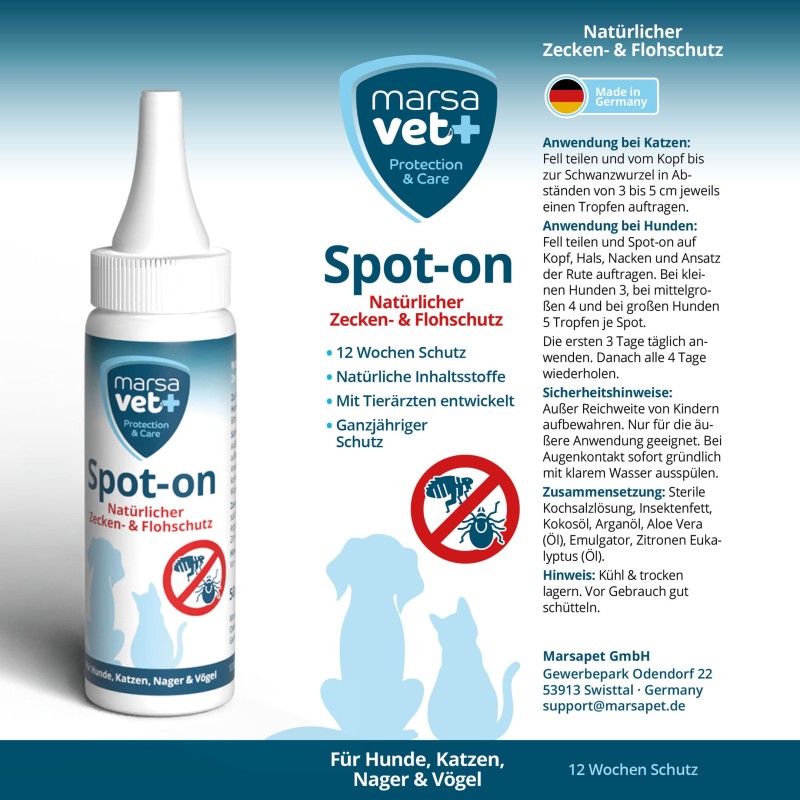Marsavet Spot-on – Zecken- & Flohschutz 50 ml – label