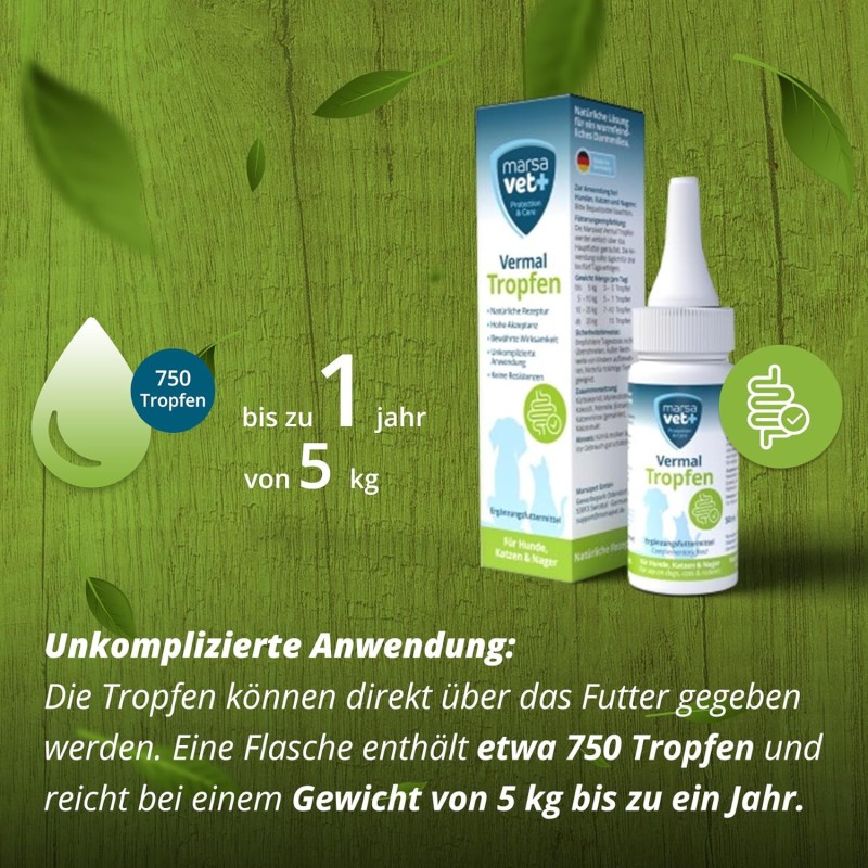 Marsavet Vermal Dråber – Efter Ormeangreb 50 ml – i brug