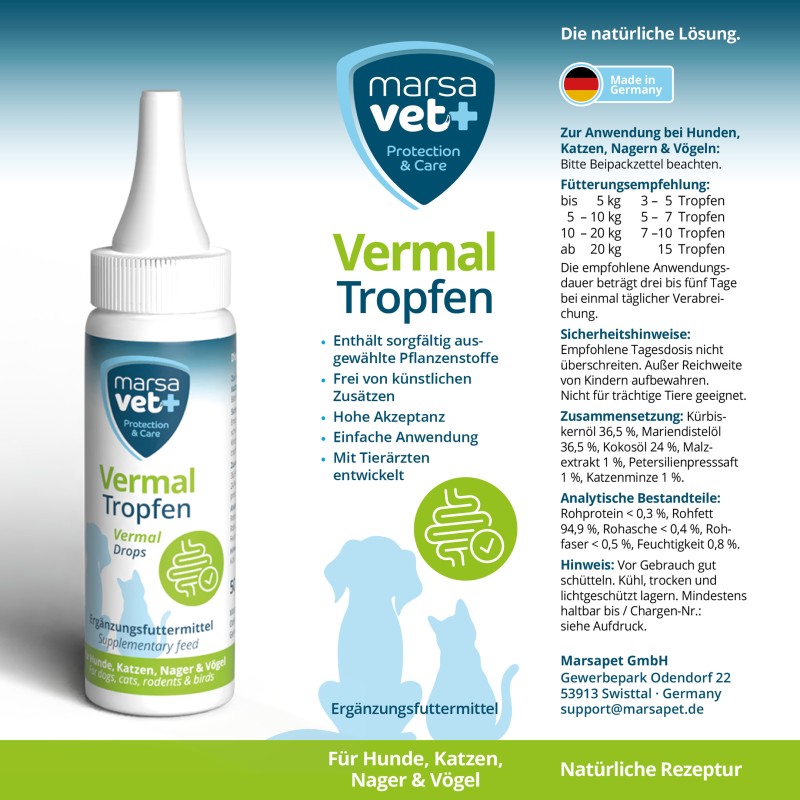 Marsavet Vermal Dråber – Efter Ormeangreb 50 ml – etikette